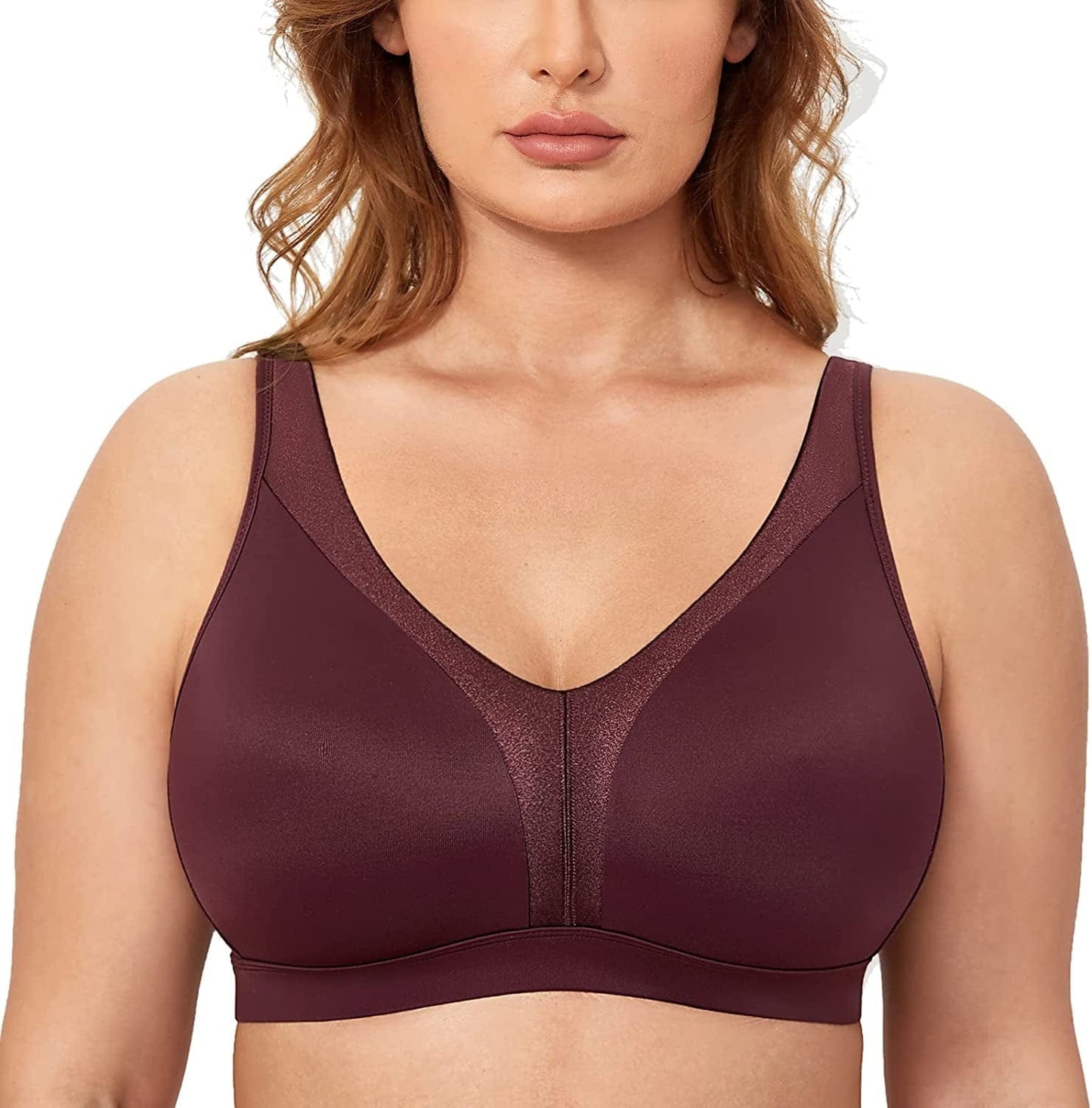 Women'S Wireless Bra plus Size Full Coverage Smooth Unlined Support Vermilion / 46E
