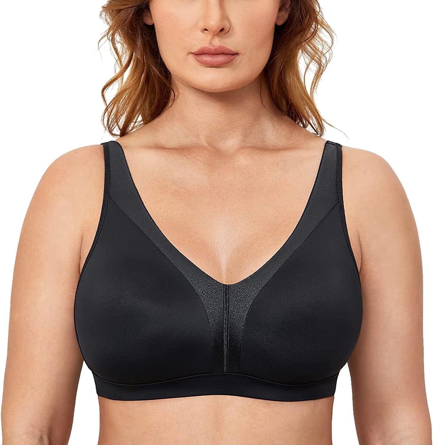 Women'S Wireless Bra plus Size Full Coverage Smooth Unlined Support Black / 40E