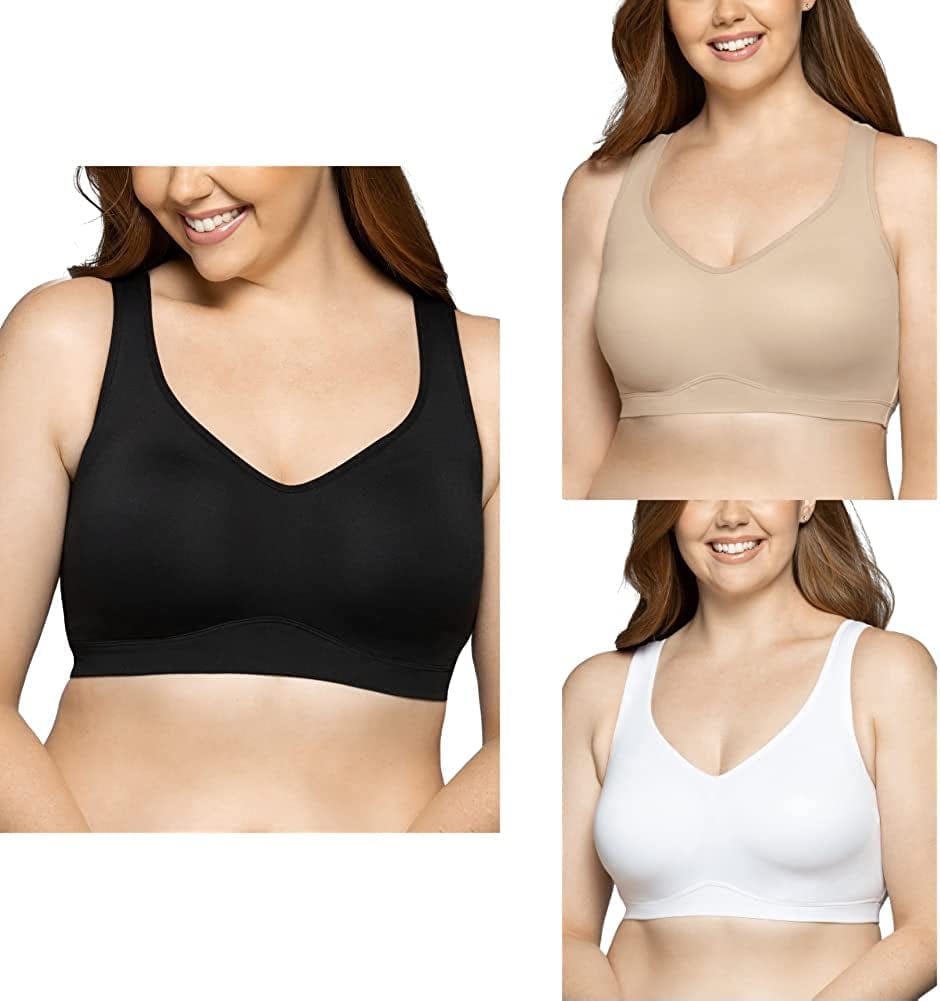 Women'S Wireless Comfort Bra, Customize Your Shape & Support: Convertible Straps, Easy Pullover, Back Smoothing Easy Pullover - 3 Pack Black/Neutral/White / Easy Pullover (72202) / Medium