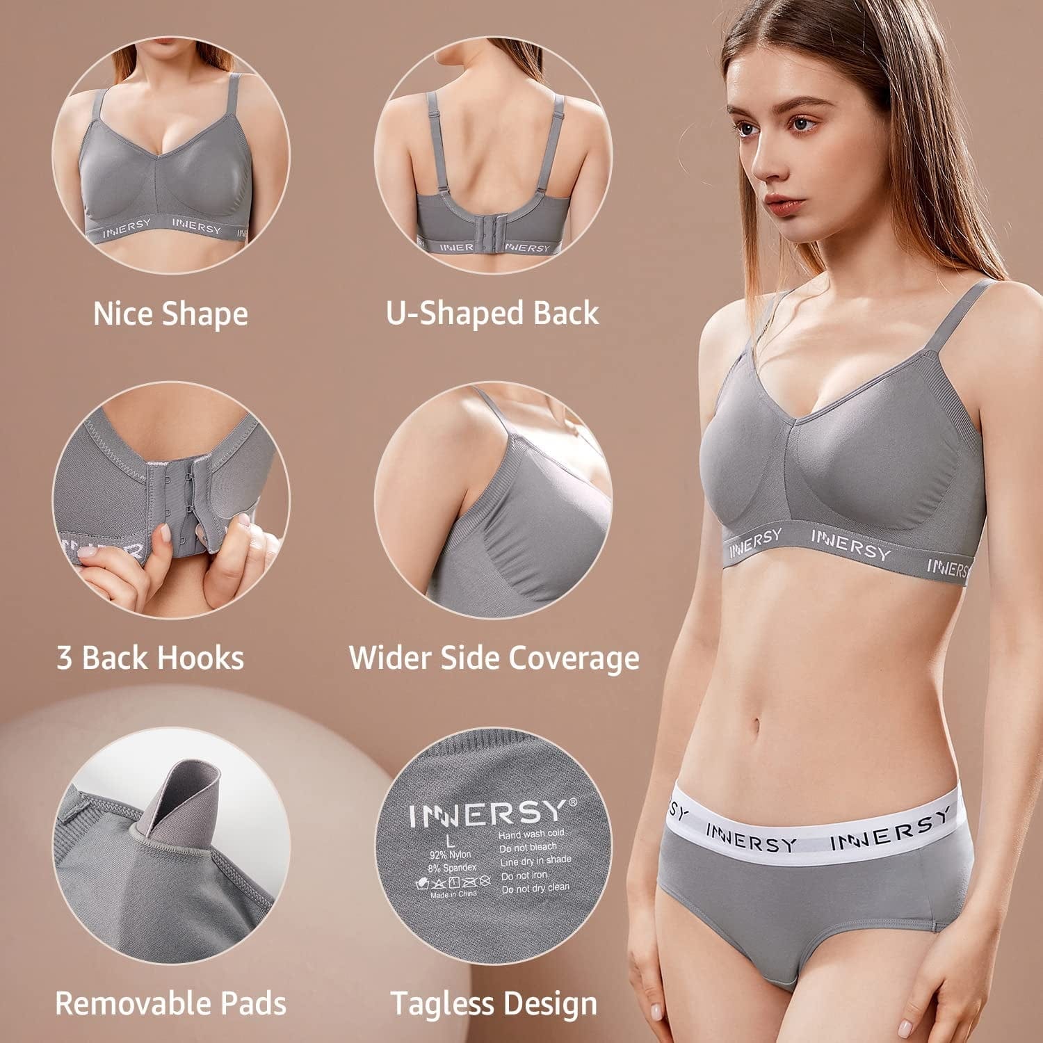 Women’S Wireless Comfortable Everyday Bras Padded Support 2-Pack