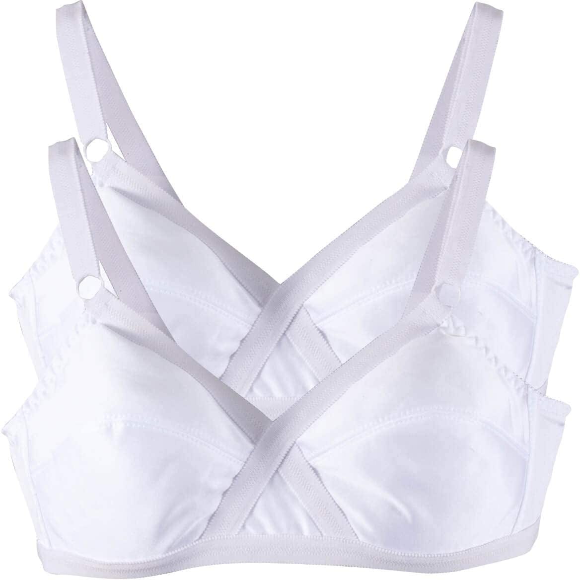 Women’S Wireless Cross and Shape Bra, 2-Pack, White, 40D