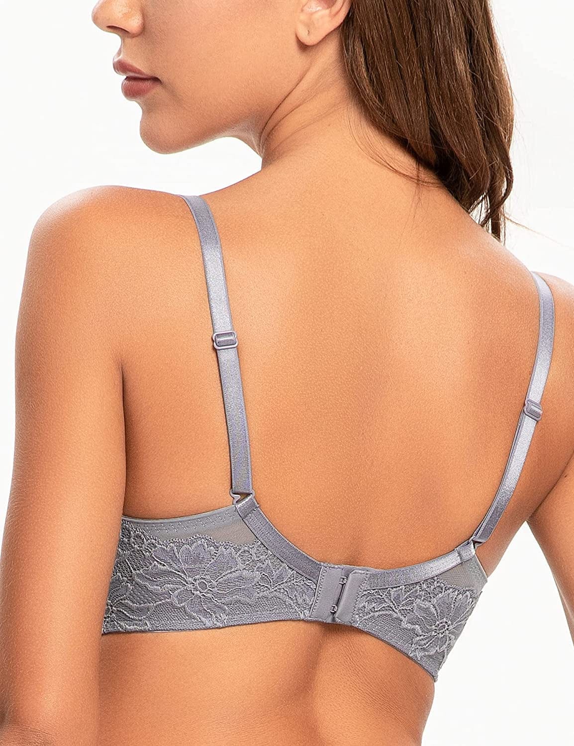 Women'S Wireless Sexy Lace Bra See through Unlined Semi Sheer Bralette