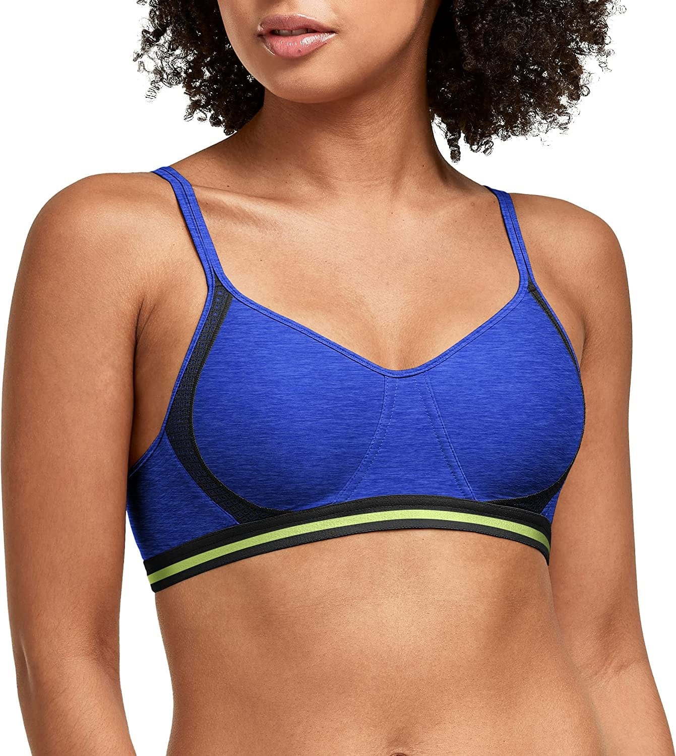 Women'S X-Temp Wireless Bra with Cooling Mesh, Full-Coverage, Convertible T-Shirt Bra Clematis Blue Heather/Black / Large