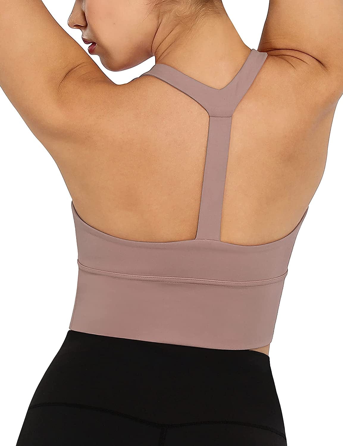 Women'S Y Racer Back Padded Sports Bra Fitness Workout Longline Yoga Bra Top, Lavender, X-Large