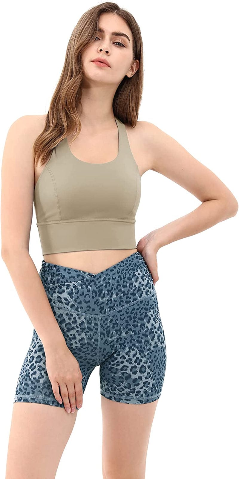 Women'S Y Racer Back Padded Sports Bra Fitness Workout Longline Yoga Bra Tops