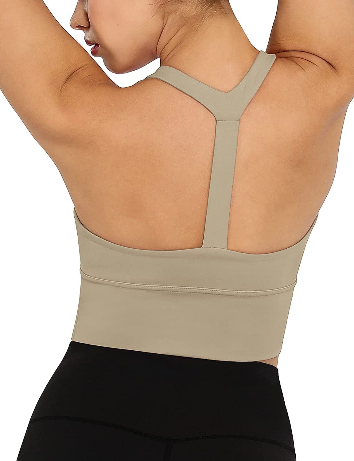 Women'S Y Racer Back Padded Sports Bra Fitness Workout Longline Yoga Bra Tops