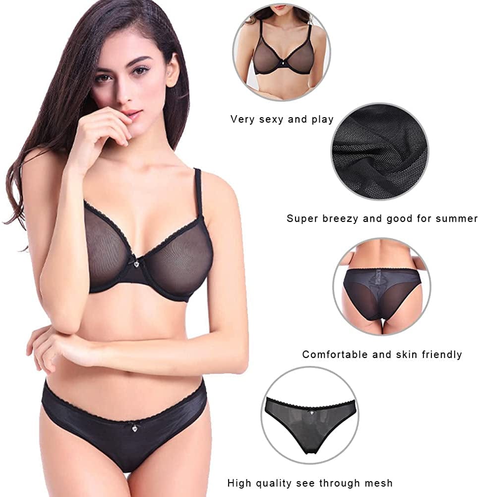 Women See-Through Lace Push up Transparent Everyday Bra