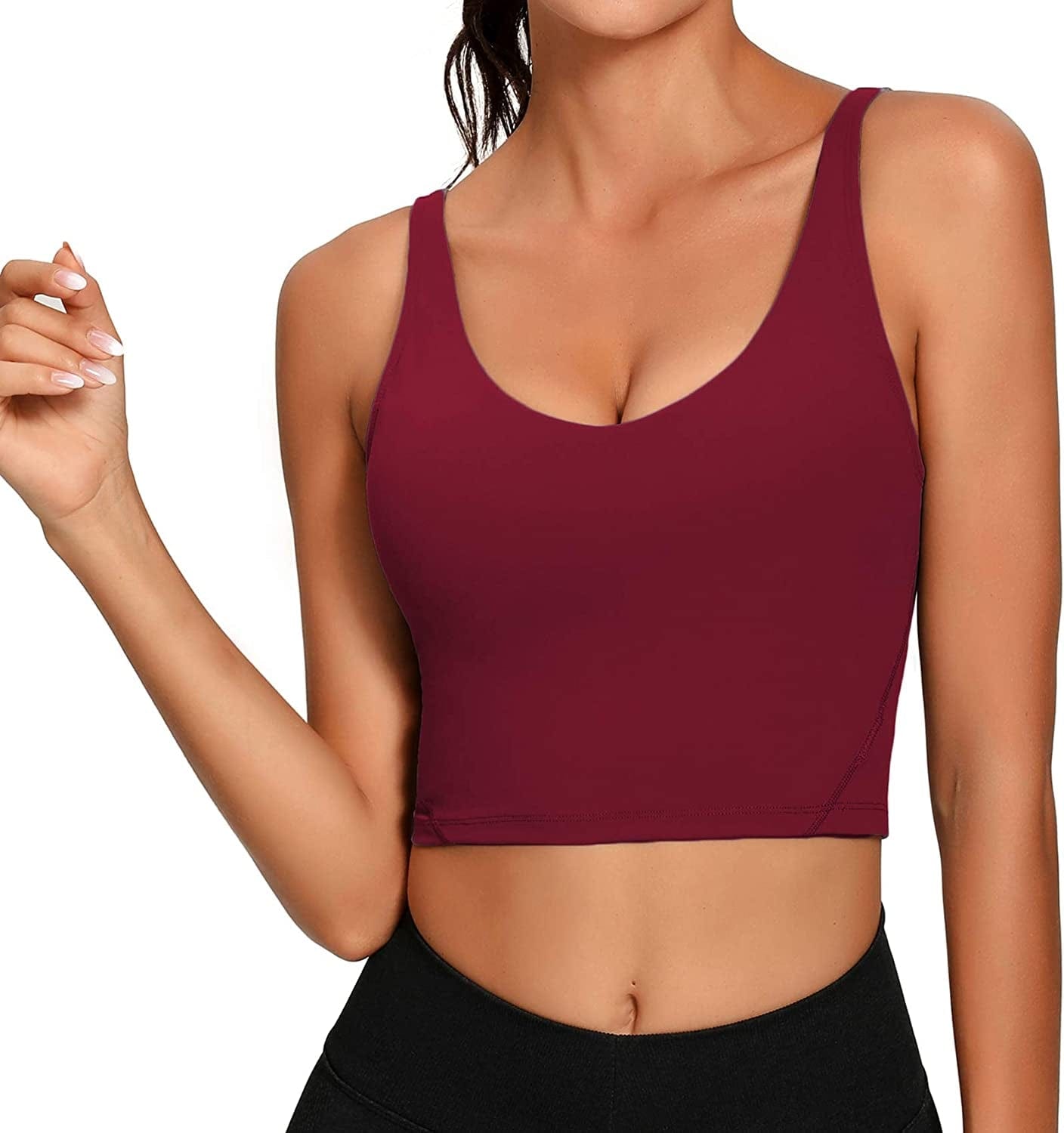 Women Sports Bra Longline Crop Tank Top Padded Workout Running Yoga