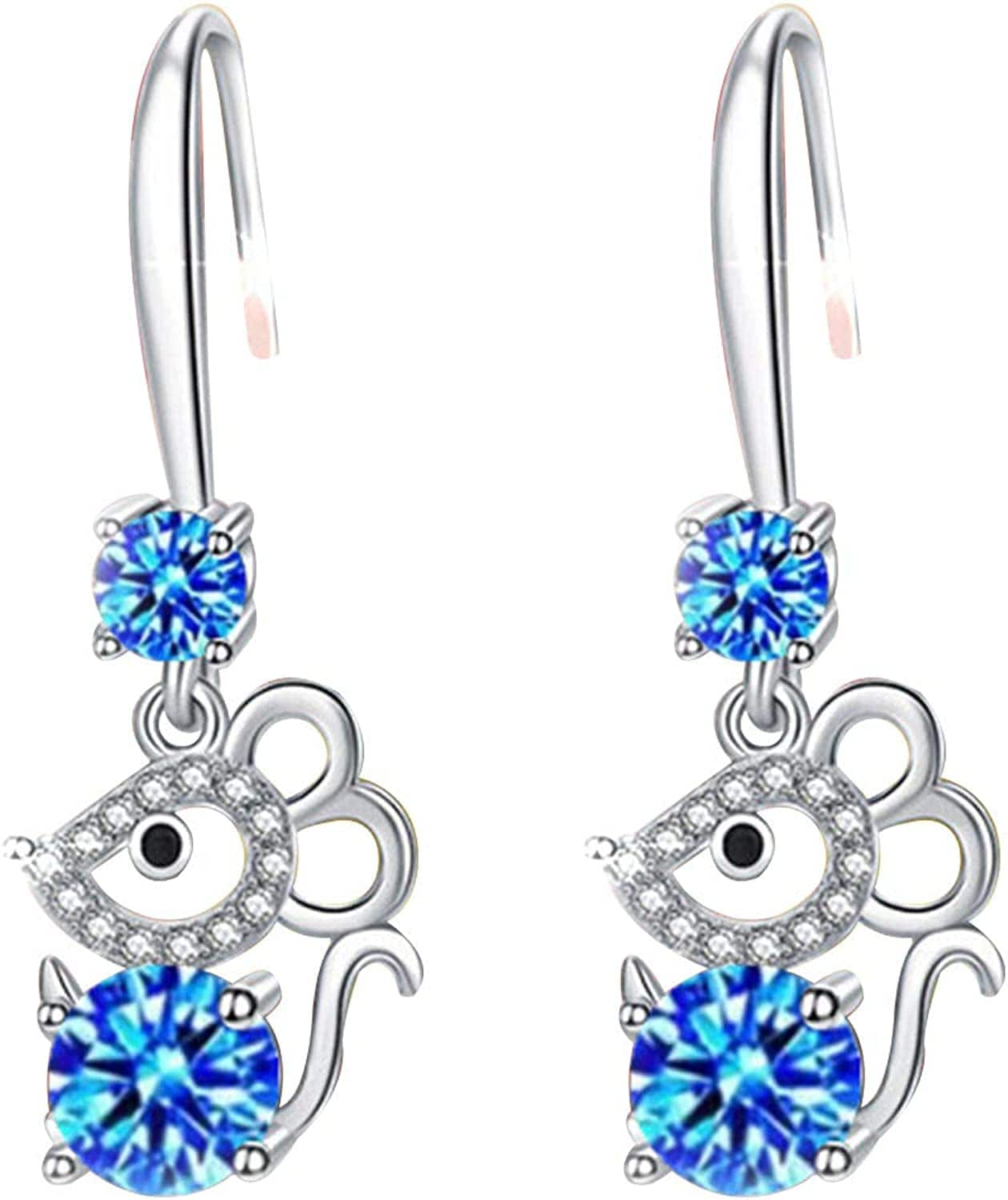 Women Synthetic Diamond Ear Studs Diamond Earrings,Women Girls Jewelry Wedding Dating Festival Gift Zircon Ear Studs Wedding Gift for Party Blue