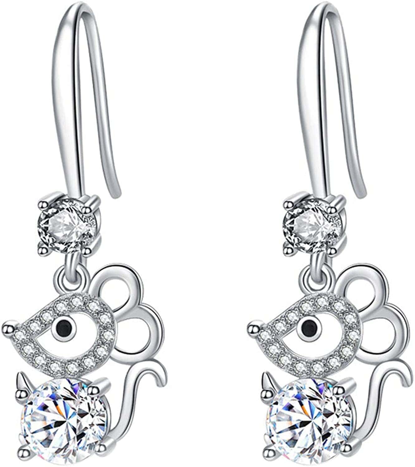 Women Synthetic Diamond Ear Studs Diamond Earrings,Women Girls Jewelry Wedding Dating Festival Gift Zircon Ear Studs Wedding Gift for Party Silver #2