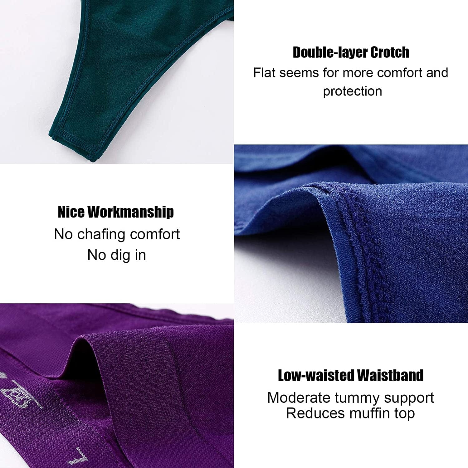 Women Womens Low Underwear Thongs Thong Breathable Panties 6 Pack