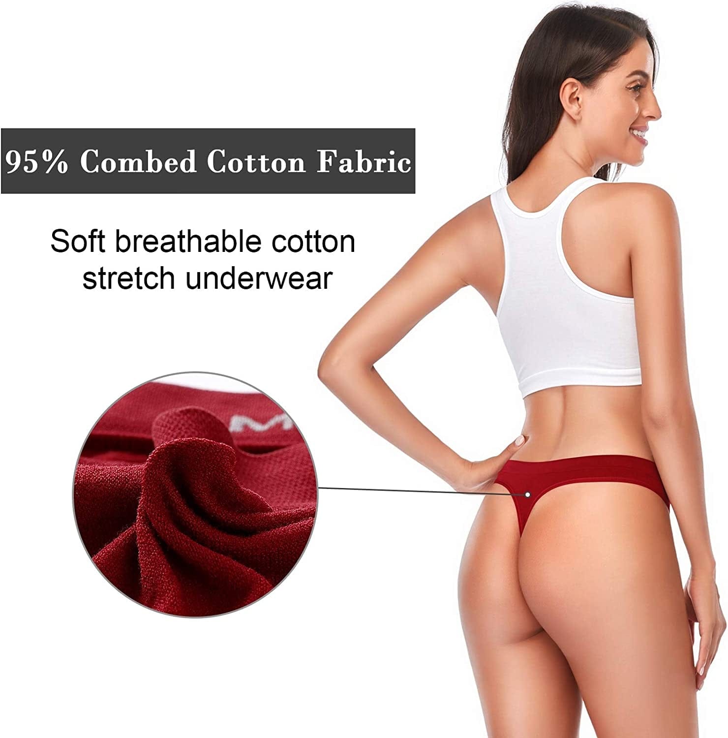 Women Womens Low Underwear Thongs Thong Breathable Panties 6 Pack