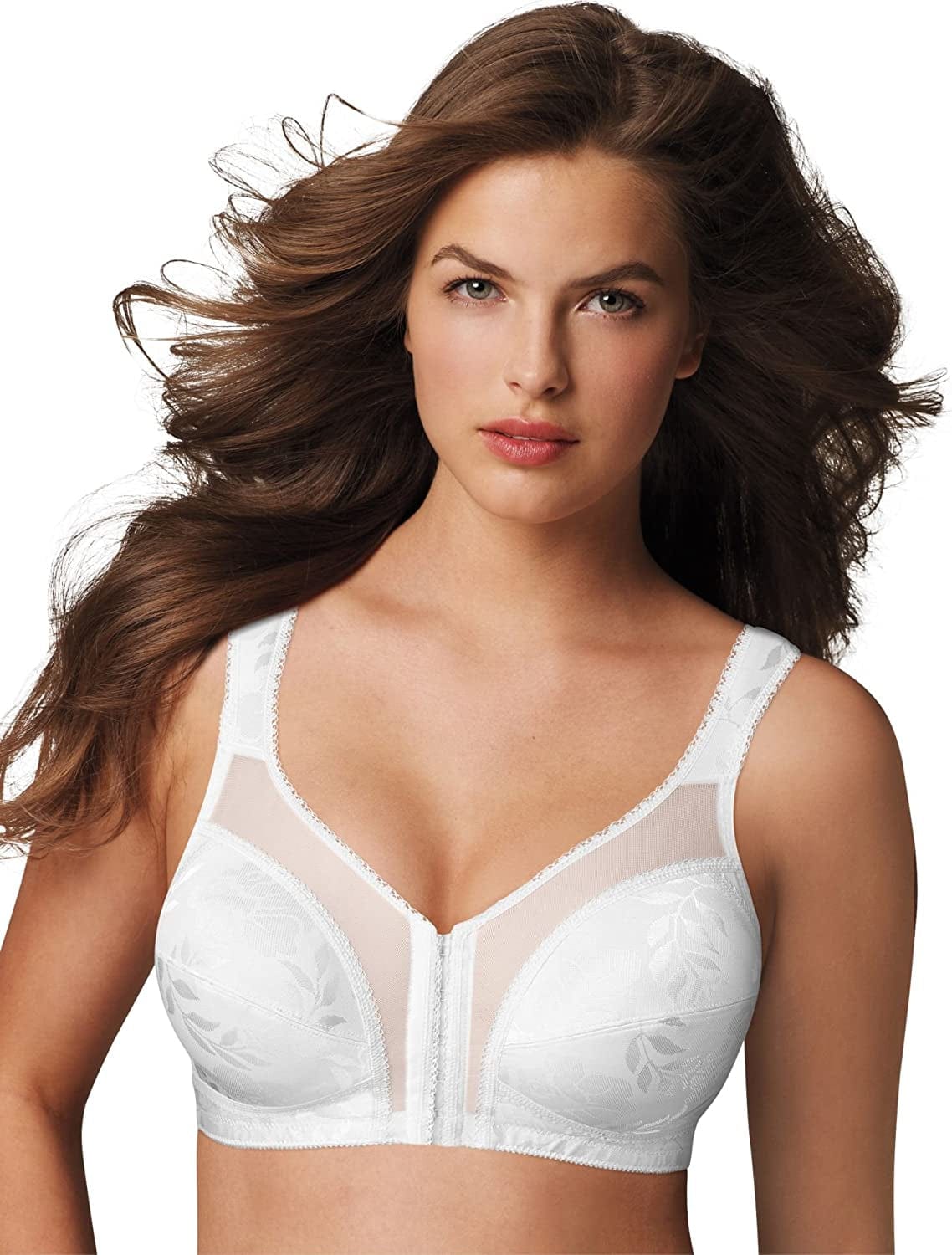 Womens 18 Hour Front-Close Wirefree Bra W/ Flex Back White / US Women's 46DD (Bra 46DD)