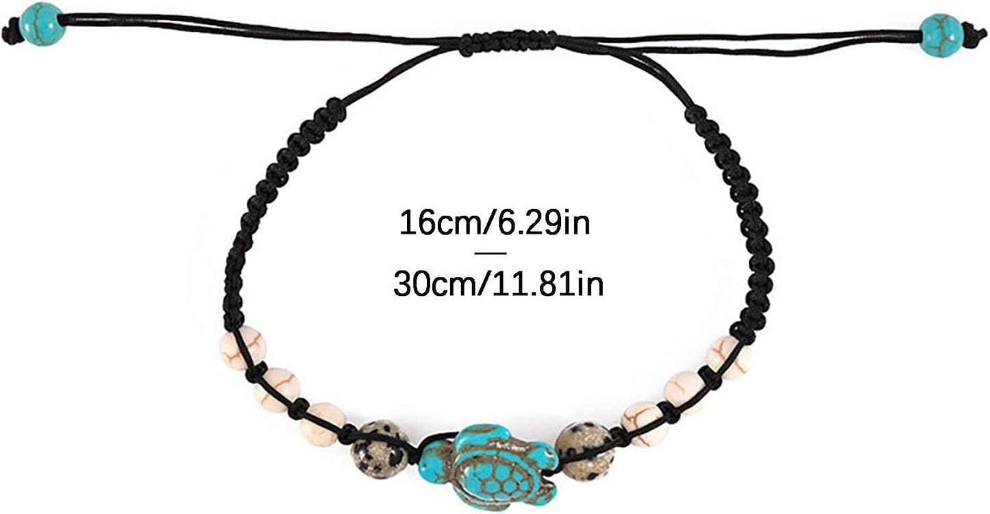 Womens Adjustable Woven Vintage Bracelet with Card, Bohemian Turquoise Turtle Bead Bracelet (A, One Size) Apparel & Accessories > Jewelry > Bracelets Generic