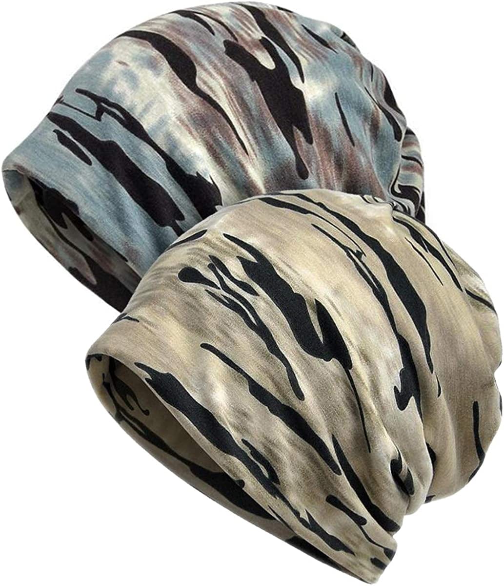 Womens Baggy Soft Slouchy Beanie Hat Stretch Infinity Scarf Head Wrap Cap Apparel & Accessories > Clothing Accessories > Headwear XYIYI 2pcs Camouflage