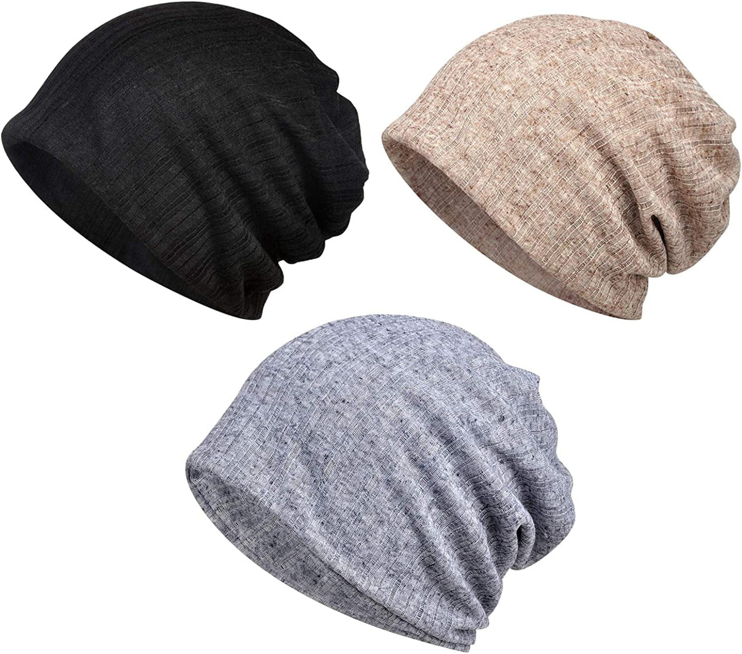 Womens Baggy Soft Slouchy Beanie Hat Stretch Infinity Scarf Head Wrap Cap Apparel & Accessories > Clothing Accessories > Headwear XYIYI 3pcs Black+grey+coffee