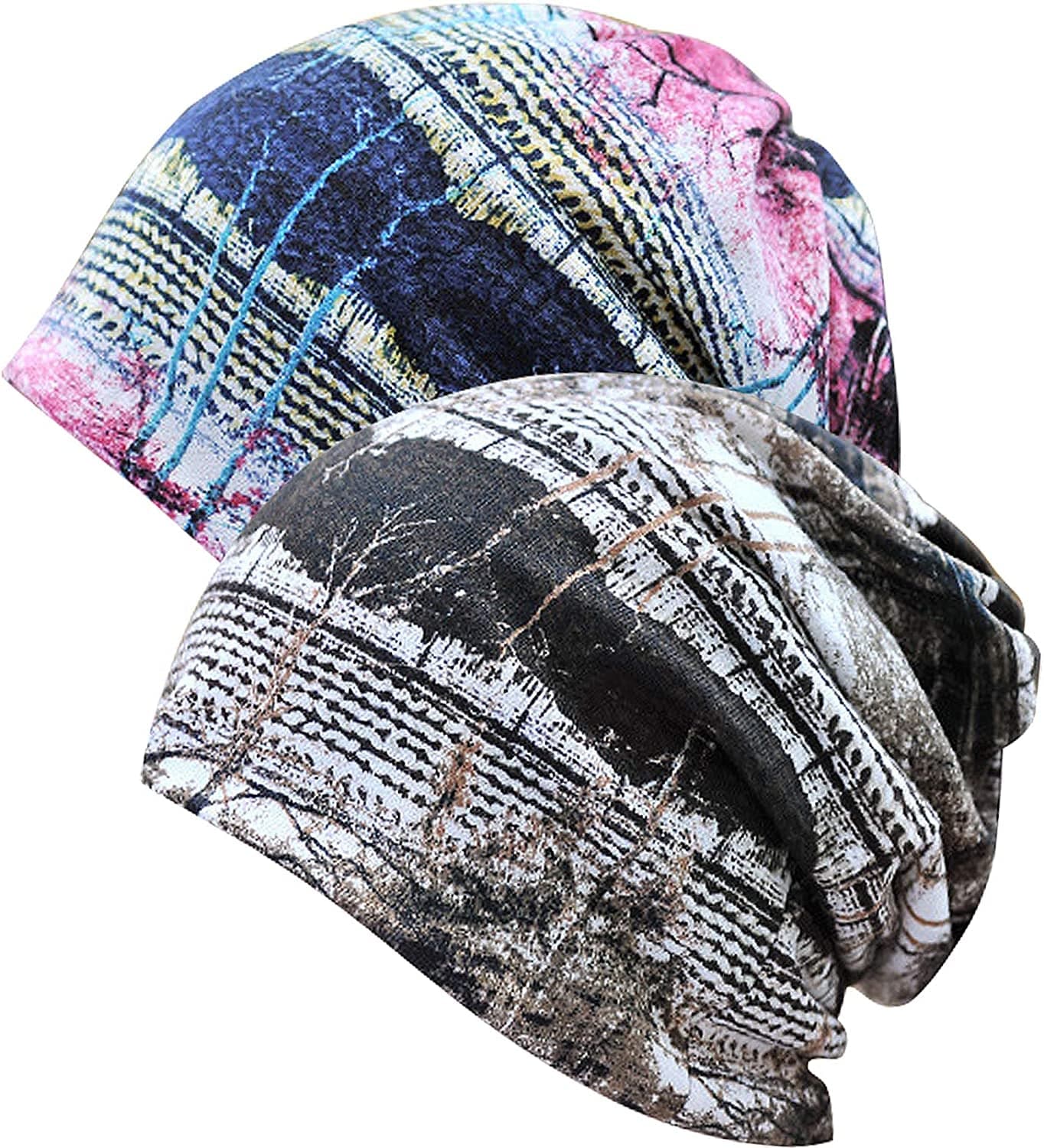 Womens Baggy Soft Slouchy Beanie Hat Stretch Infinity Scarf Head Wrap Cap Apparel & Accessories > Clothing Accessories > Headwear XYIYI 2pcs Tree-g
