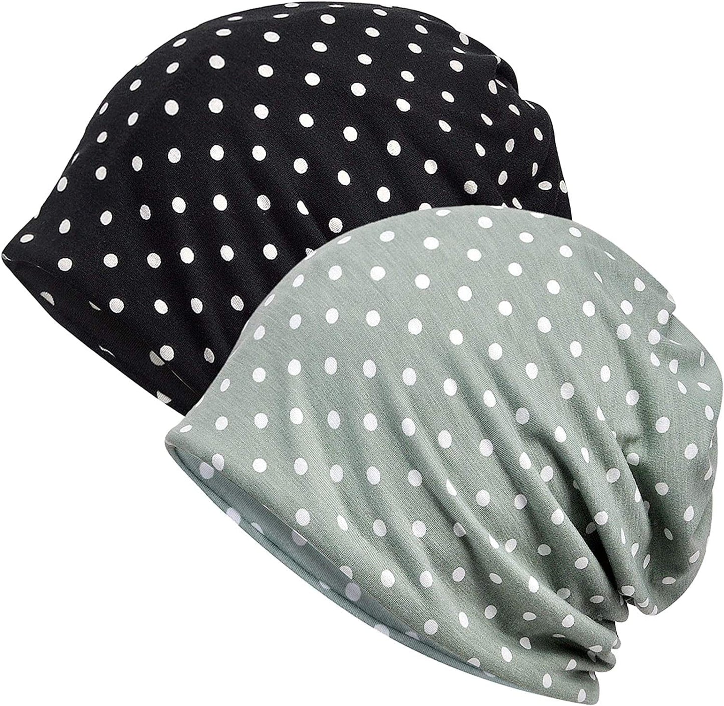 Womens Baggy Soft Slouchy Beanie Hat Stretch Infinity Scarf Head Wrap Cap Apparel & Accessories > Clothing Accessories > Headwear XYIYI 2pcs Dot Plot-k