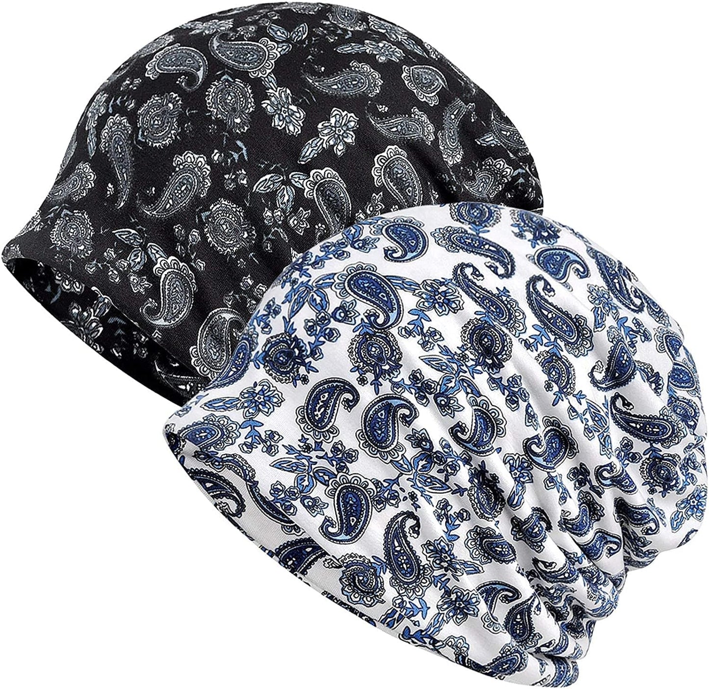 Womens Baggy Soft Slouchy Beanie Hat Stretch Infinity Scarf Head Wrap Cap Apparel & Accessories > Clothing Accessories > Headwear XYIYI 2pcs Cashew Flowers-i