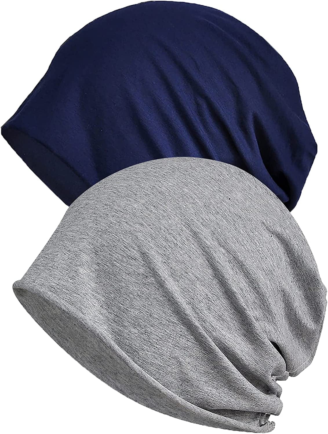 Womens Baggy Soft Slouchy Beanie Hat Stretch Infinity Scarf Head Wrap Cap Apparel & Accessories > Clothing Accessories > Headwear XYIYI 2pcs Blue Grey-n