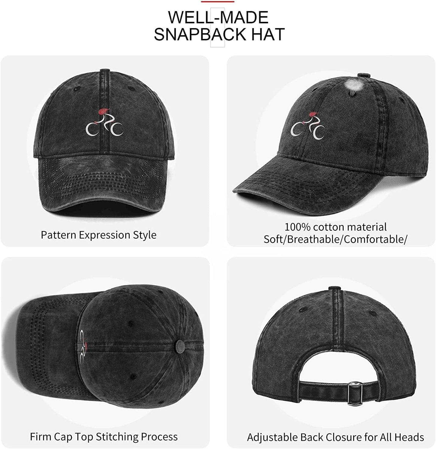 Womens Baseball Caps Baseball Hats for Men Black Baseball Caps for Women Adjustable Denim Black Dad Hats for Mens Caps Plain Cotton Cute Vintage Trucker Pack Ball Caps for Mens Gifts (Cycling) Apparel & Accessories > Clothing Accessories > Hats KLYJI