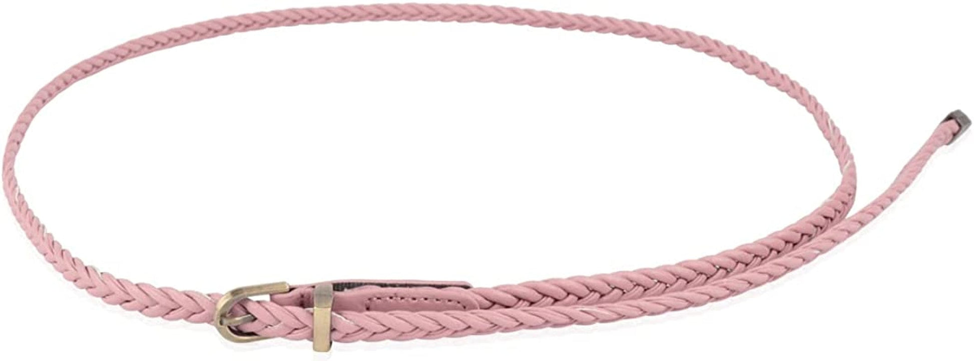 Womens Belt Fashion Metal Buckle Waist Belt - Faux Leather Skinny Dress Jeans Pants Belts Solid, Rhinestone Apparel & Accessories > Clothing Accessories > Belts RIAH FASHION Skinny Braided Belt - Pink