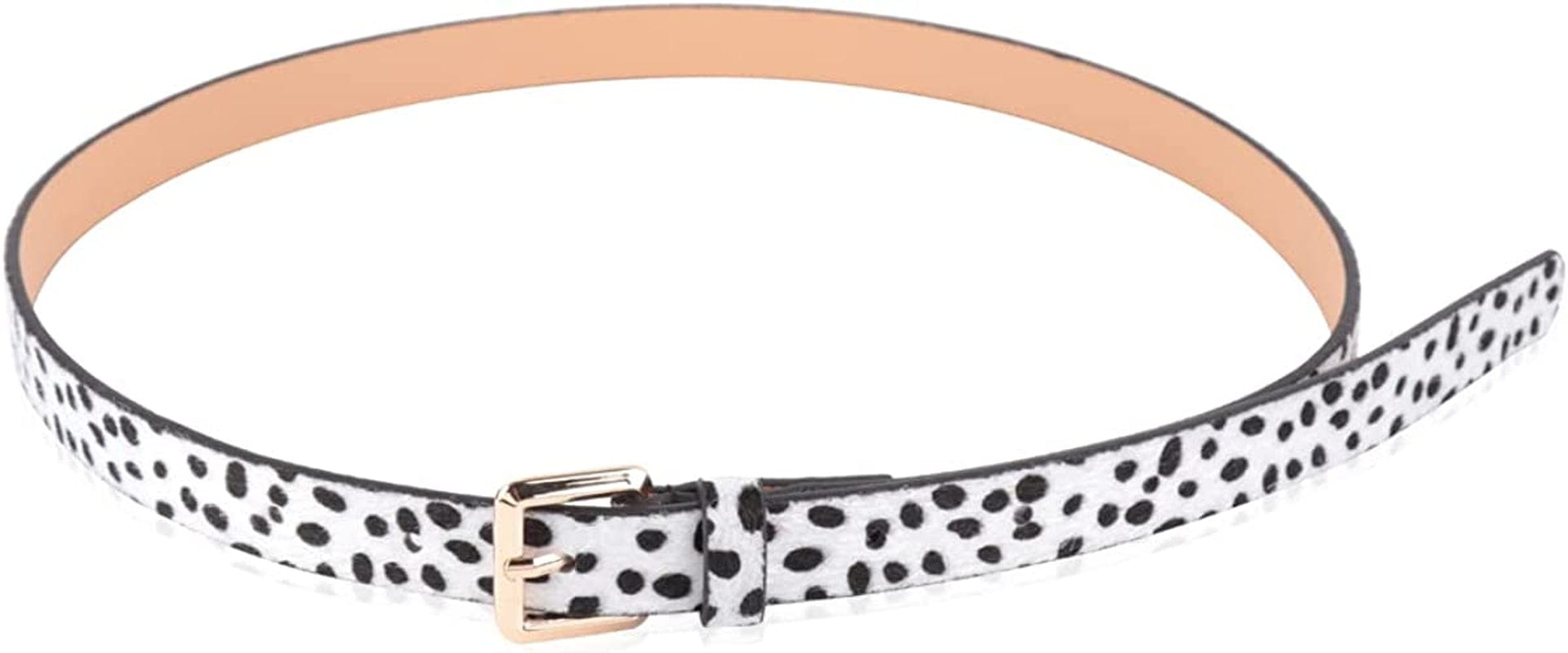 Womens Belt Fashion Metal Buckle Waist Belt - Faux Leather Skinny Dress Jeans Pants Belts Solid, Rhinestone Apparel & Accessories > Clothing Accessories > Belts RIAH FASHION Classic Buckle Skinny Belt - Dalmatian