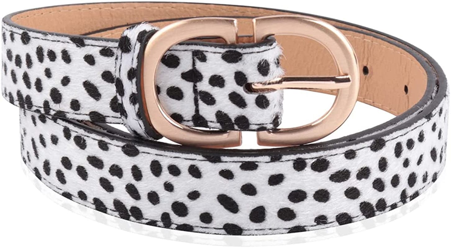 Womens Belt Fashion Metal Buckle Waist Belt - Faux Leather Skinny Dress Jeans Pants Belts Solid, Rhinestone Apparel & Accessories > Clothing Accessories > Belts RIAH FASHION Double D Buckle Faux Leather Belt - Cheetah