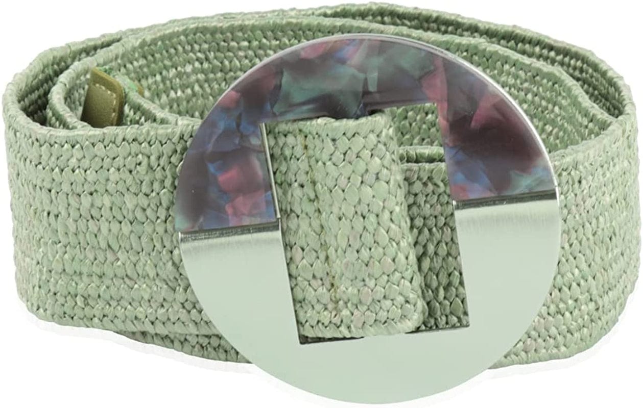 Womens Belt Fashion Metal Buckle Waist Belt - Faux Leather Skinny Dress Jeans Pants Belts Solid, Rhinestone Apparel & Accessories > Clothing Accessories > Belts RIAH FASHION Acetate Buckle Belt - Straw Mint