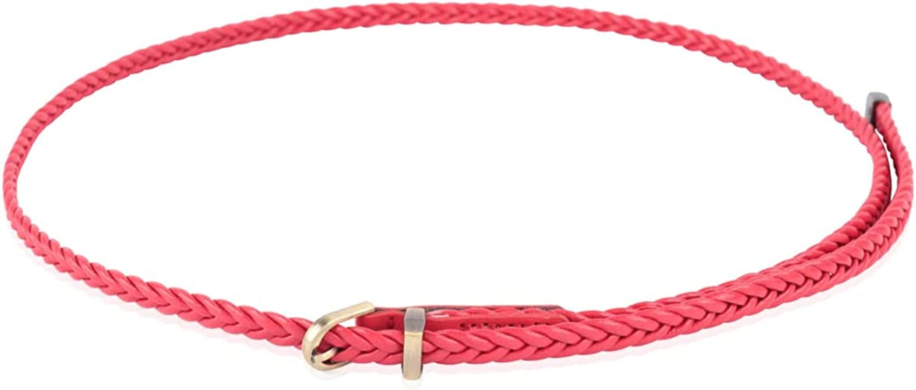 Womens Belt Fashion Metal Buckle Waist Belt - Faux Leather Skinny Dress Jeans Pants Belts Solid, Rhinestone Apparel & Accessories > Clothing Accessories > Belts RIAH FASHION Skinny Braided Belt - Red