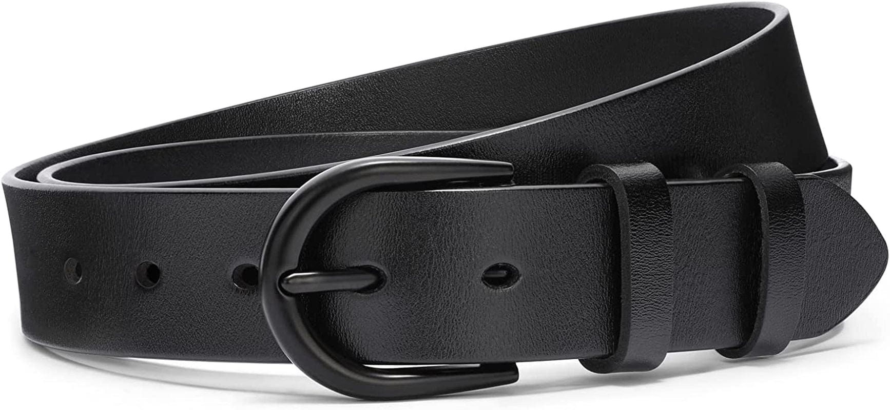 Womens Black Buckle Belt SANSTHS Casual Leather Jeans Belts with Black Metal Buckle Apparel & Accessories > Clothing Accessories > Belts SANSTHS B-dumb Buckle Fit Pants Size 23"-28"