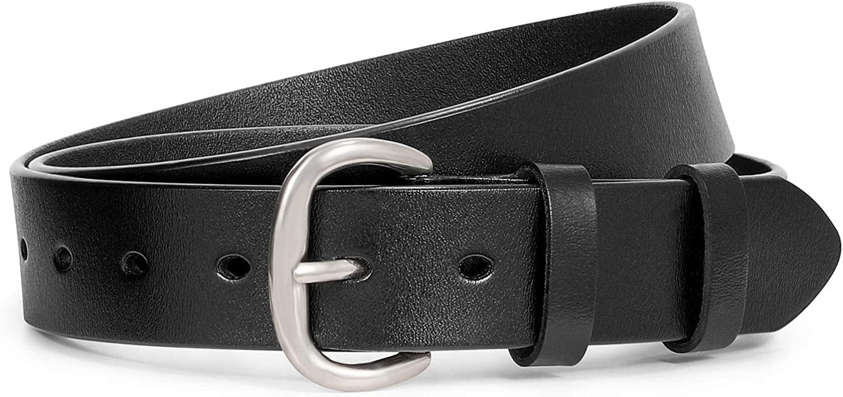 Womens Black Buckle Belt SANSTHS Casual Leather Jeans Belts with Black Metal Buckle Apparel & Accessories > Clothing Accessories > Belts SANSTHS D-black-sliver Buckle Fit Pants Size 35"-40"