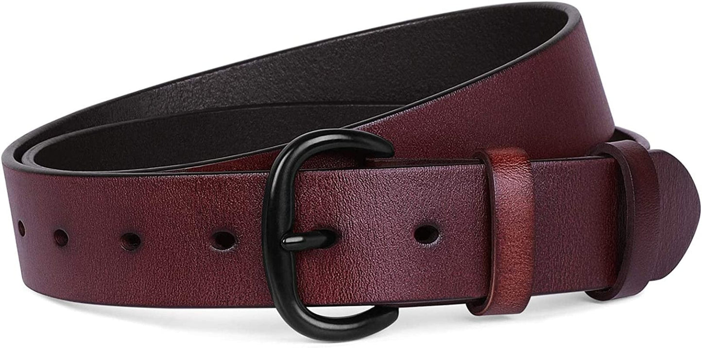 Womens Black Buckle Belt SANSTHS Casual Leather Jeans Belts with Black Metal Buckle Apparel & Accessories > Clothing Accessories > Belts SANSTHS B-coffee Fit Pants Size 29"-34"