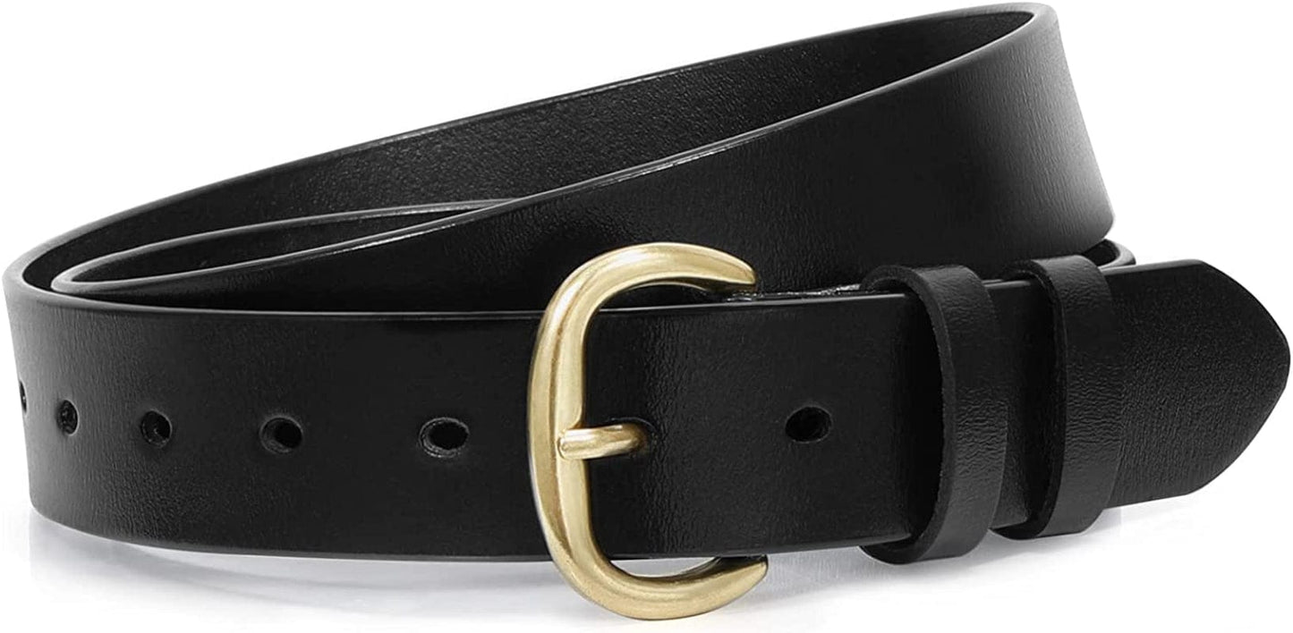 Womens Black Buckle Belt SANSTHS Casual Leather Jeans Belts with Black Metal Buckle Apparel & Accessories > Clothing Accessories > Belts SANSTHS H-black-gold Buckle Fit Pants Size 35"-40"