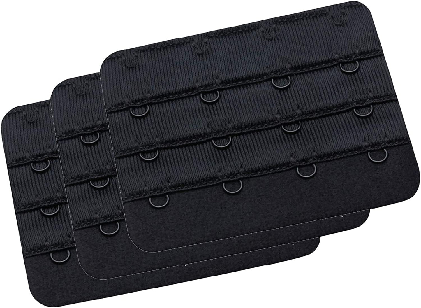 Womens Bra Extender Bra Band Breathing Room 3Pcs-Pack Multi-Size Black, 4 Hook 3/4 Inch