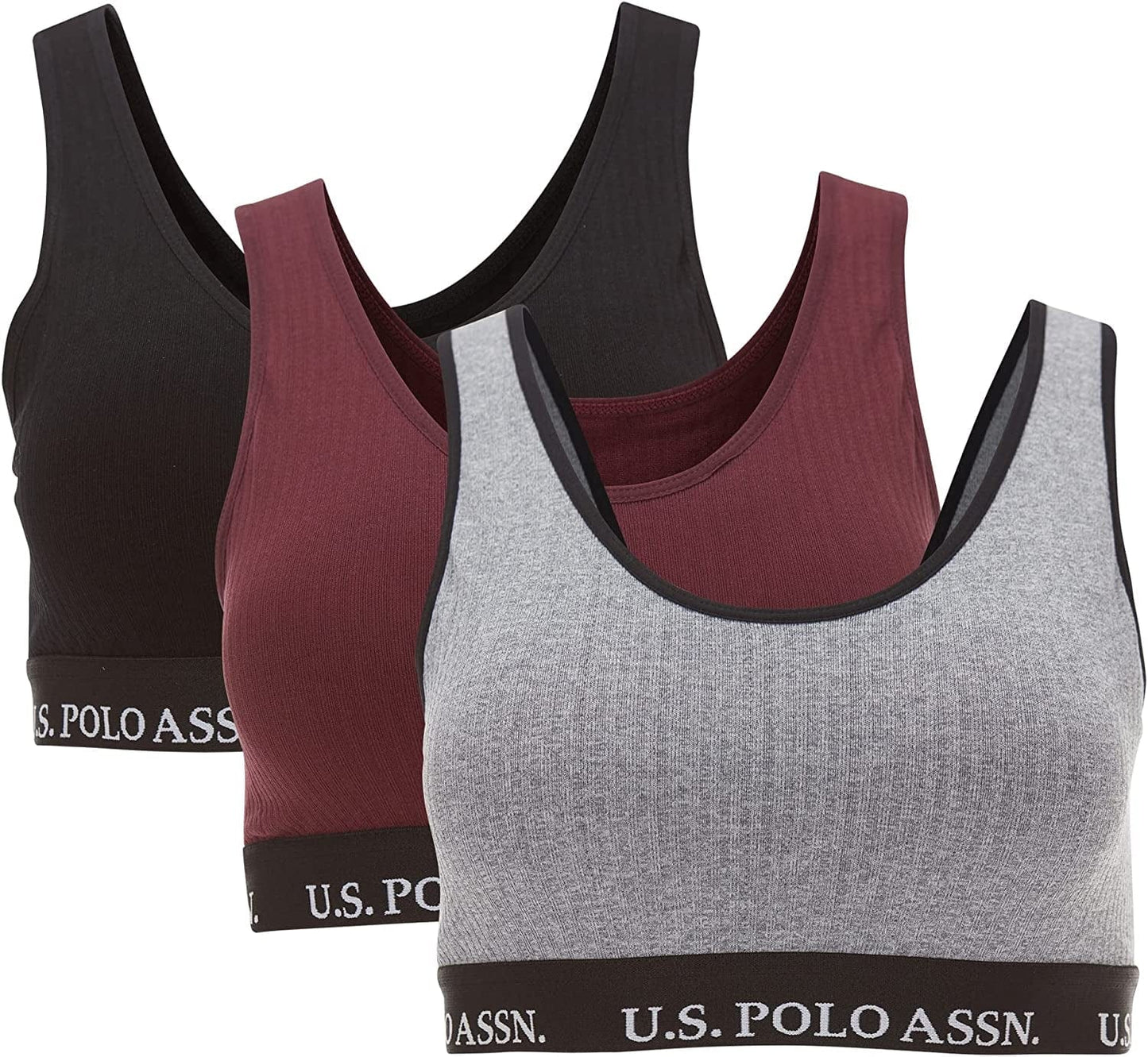 Womens Bras 3-Pack - Wireless Bras for Women - Sports Bras for Women Multipack 3 Pack Heather Grey / Large