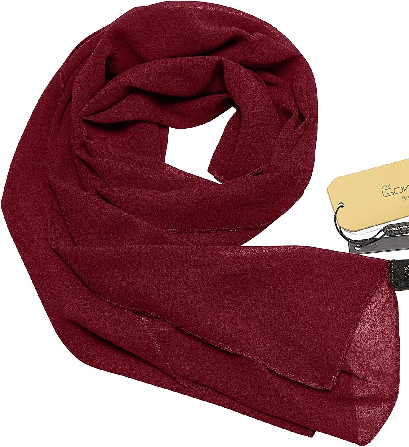 Womens Chiffon Bridal Evening Soft Wrap Scarf Shawl, Chiffon Lightweight Scarf for Women and Girls Apparel & Accessories > Clothing Accessories > Scarves & Shawls GownTown Darkred 3