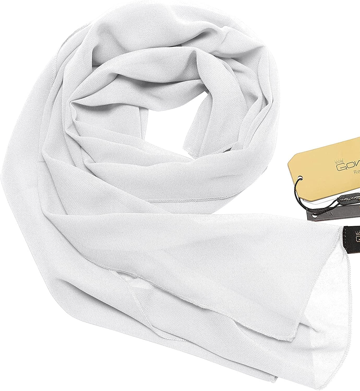 Womens Chiffon Bridal Evening Soft Wrap Scarf Shawl, Chiffon Lightweight Scarf for Women and Girls Apparel & Accessories > Clothing Accessories > Scarves & Shawls GownTown Ivory 3