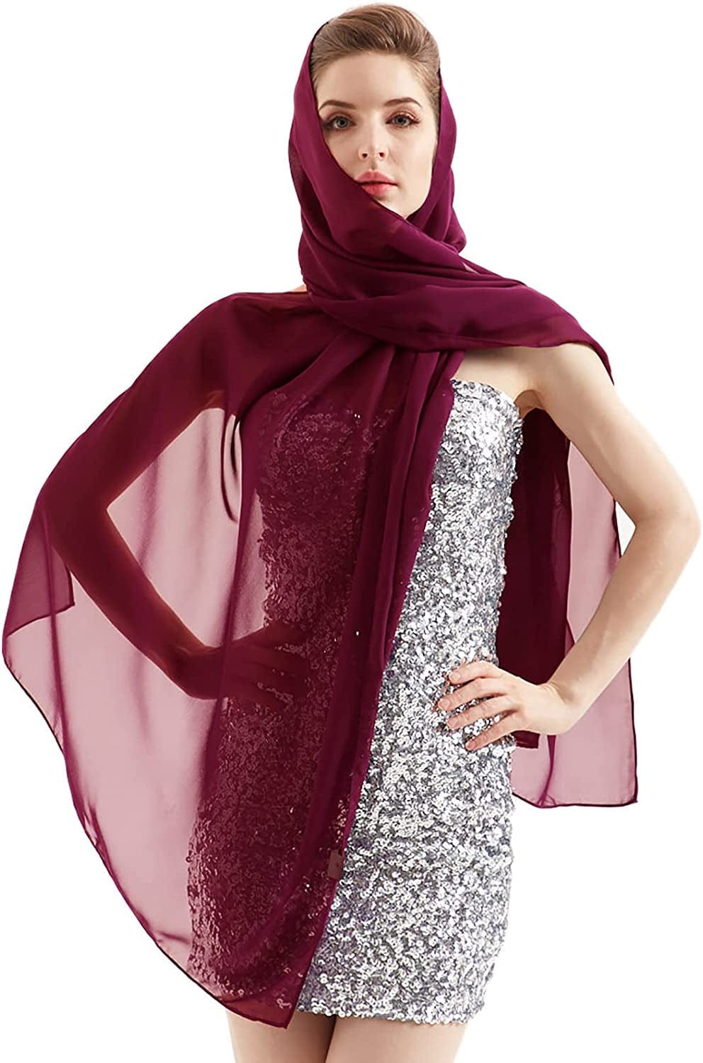 Womens Chiffon Scarf Wrap Hijab Bridal Wedding Scarves Shawl for Bridesmaid Apparel & Accessories > Clothing Accessories > Scarves & Shawls Alivila.Y Fashion