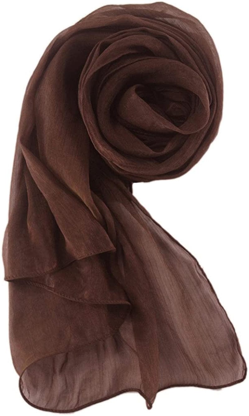 Womens Chiffon Scarf Wrap Hijab Bridal Wedding Scarves Shawl for Bridesmaid Apparel & Accessories > Clothing Accessories > Scarves & Shawls Alivila.Y Fashion Brown Silk 27"*75"