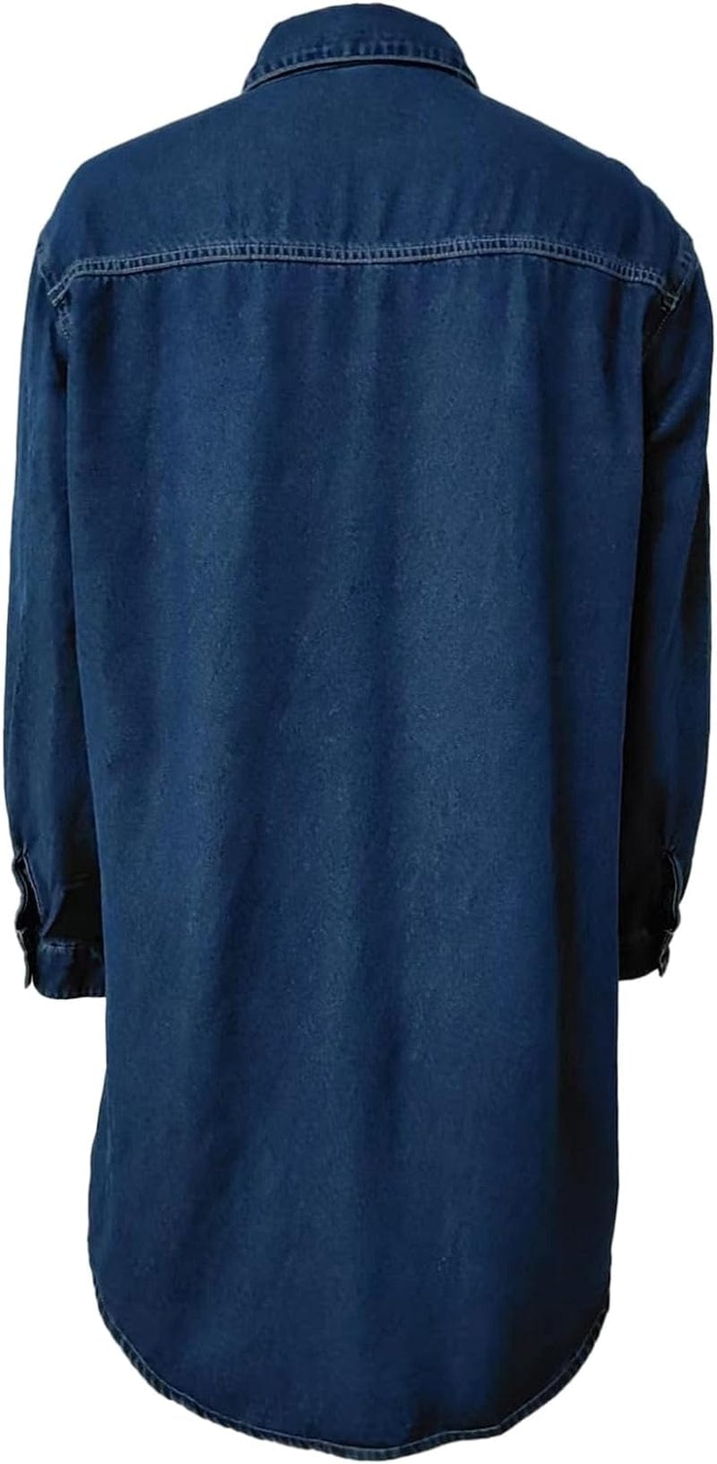 Womens Denim Shirt Dresses Long Sleeve Vintage Distressed Button down Casual Jean Dress with Pockets
