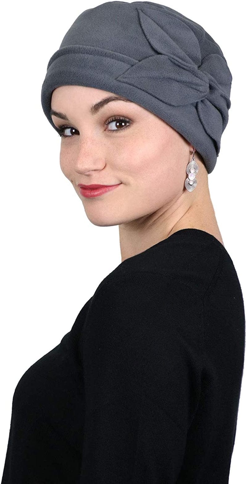 Womens Hat Fleece Beanie Cloche Cancer Headwear Chemo Ladies Winter Head Coverings Butterfly Apparel & Accessories > Clothing Accessories > Headwear Hats Scarves & More Grey