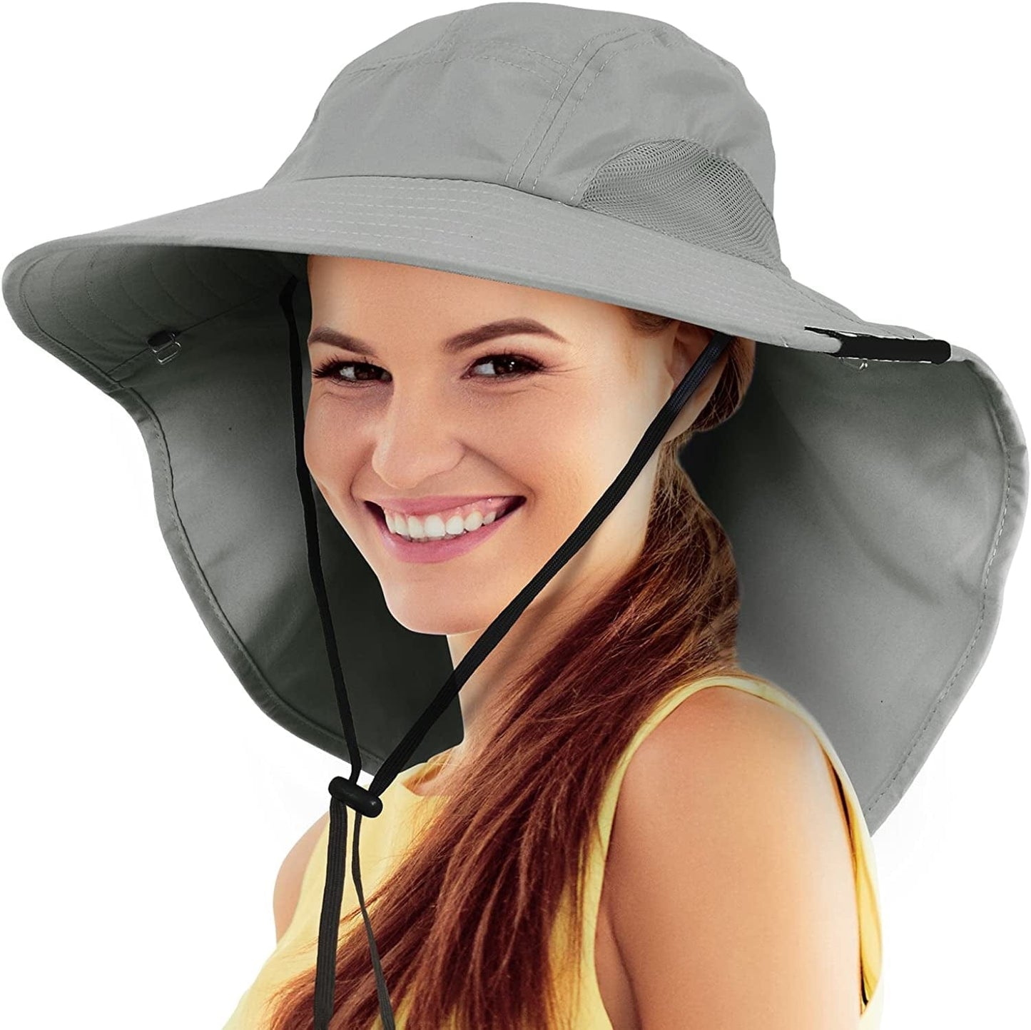 Womens Hiking Hat Wide Brim Hat with Large Neck Flap UPF 50+ Sun Protection Hats Apparel & Accessories > Clothing Accessories > Hats Tirrinia #1 Grey