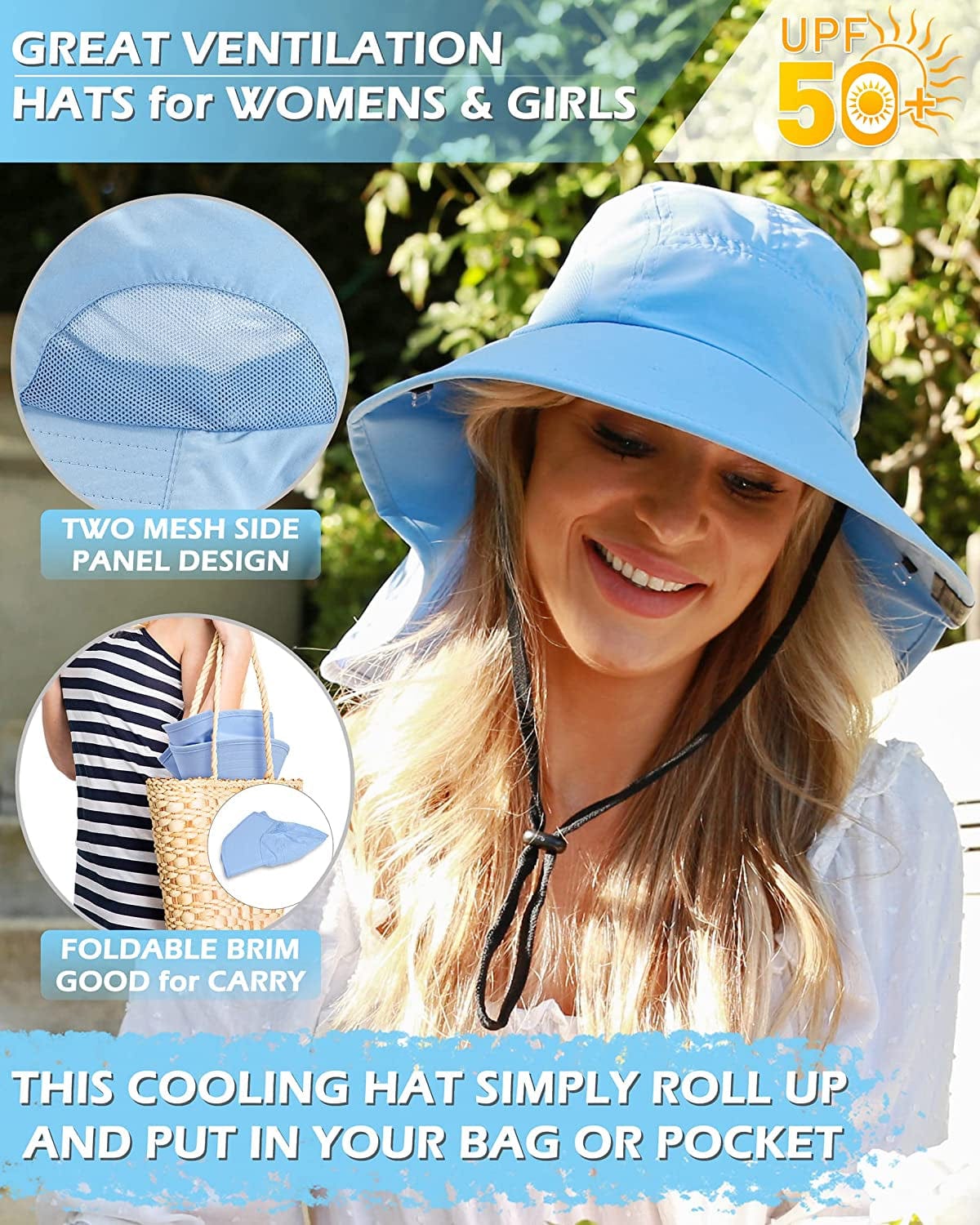 Womens Hiking Hat Wide Brim Hat with Large Neck Flap UPF 50+ Sun Protection Hats Apparel & Accessories > Clothing Accessories > Hats Tirrinia