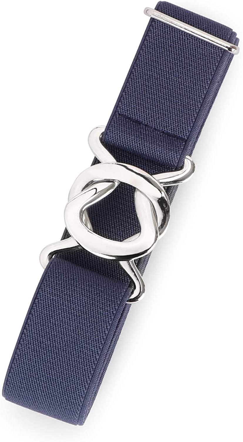 Womens Invisible Belt Comfortable Elastic Adjustable No Show Web Belt Metal Buckle Belt for Men by JASGOOD Apparel & Accessories > Clothing Accessories > Belts KYLIE MAX D-blue Suit for US Size 0-14