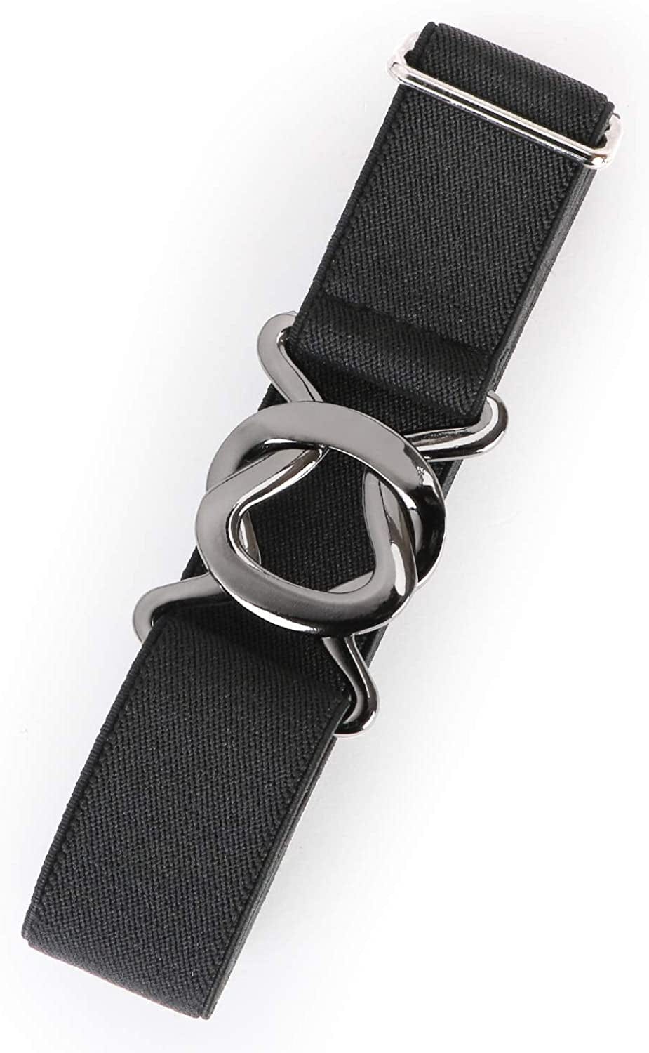 Womens Invisible Belt Comfortable Elastic Adjustable No Show Web Belt Metal Buckle Belt for Men by JASGOOD Apparel & Accessories > Clothing Accessories > Belts KYLIE MAX A-black Suit for US Size 0-14