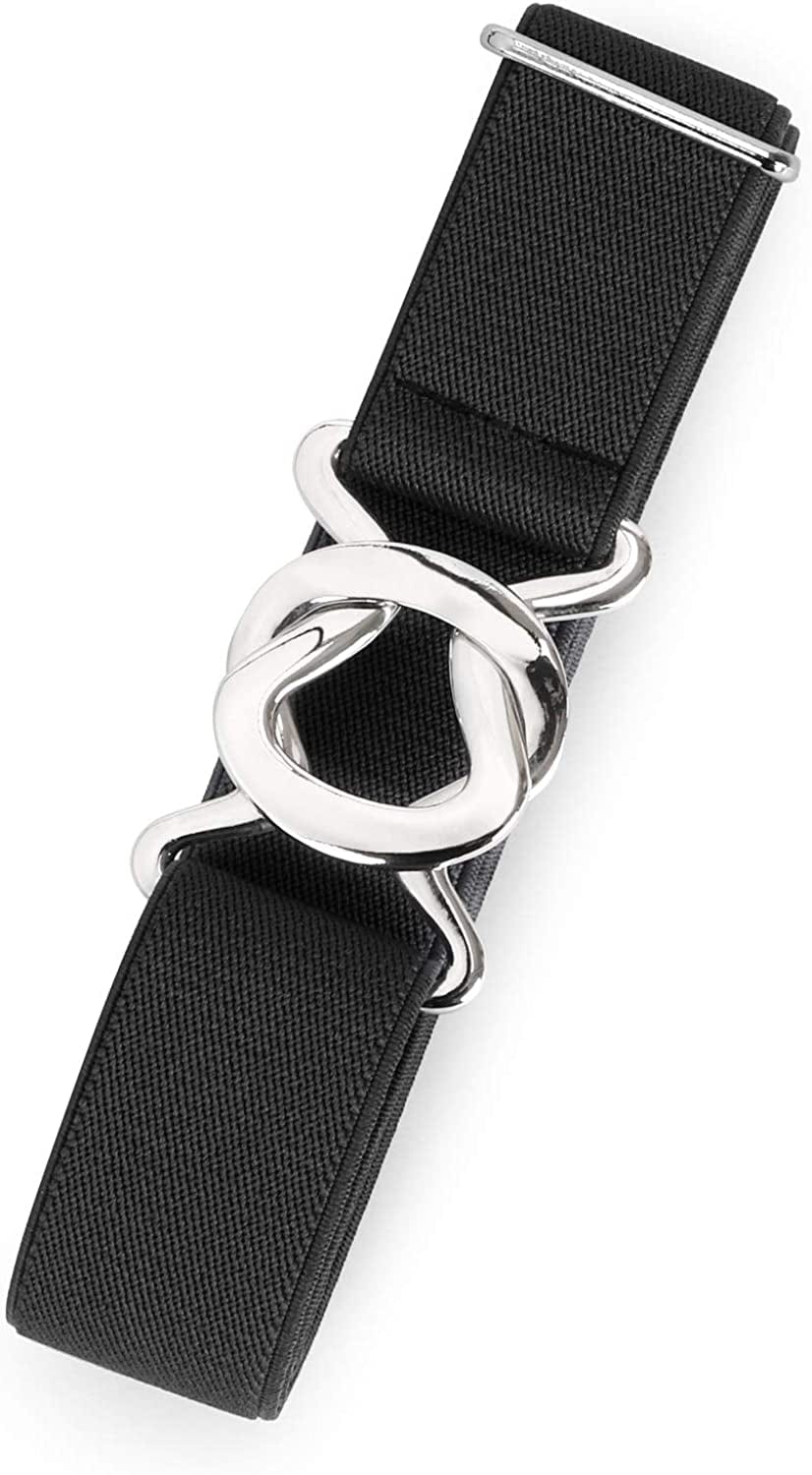 Womens Invisible Belt Comfortable Elastic Adjustable No Show Web Belt Metal Buckle Belt for Men by JASGOOD Apparel & Accessories > Clothing Accessories > Belts KYLIE MAX B-black Suit for US Size 0-14