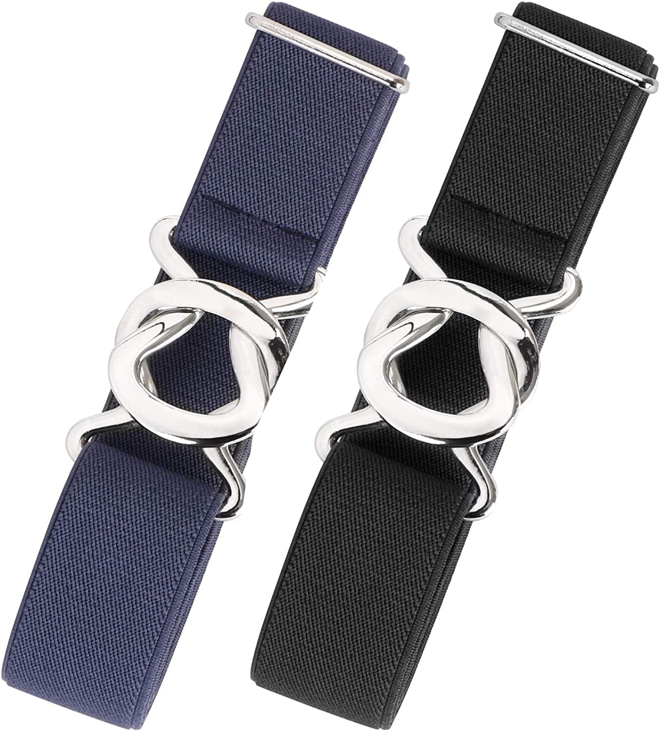 Womens Invisible Belt Comfortable Elastic Adjustable No Show Web Belt Metal Buckle Belt for Men by JASGOOD Apparel & Accessories > Clothing Accessories > Belts KYLIE MAX G-black+blue Suit for US Size 0-14