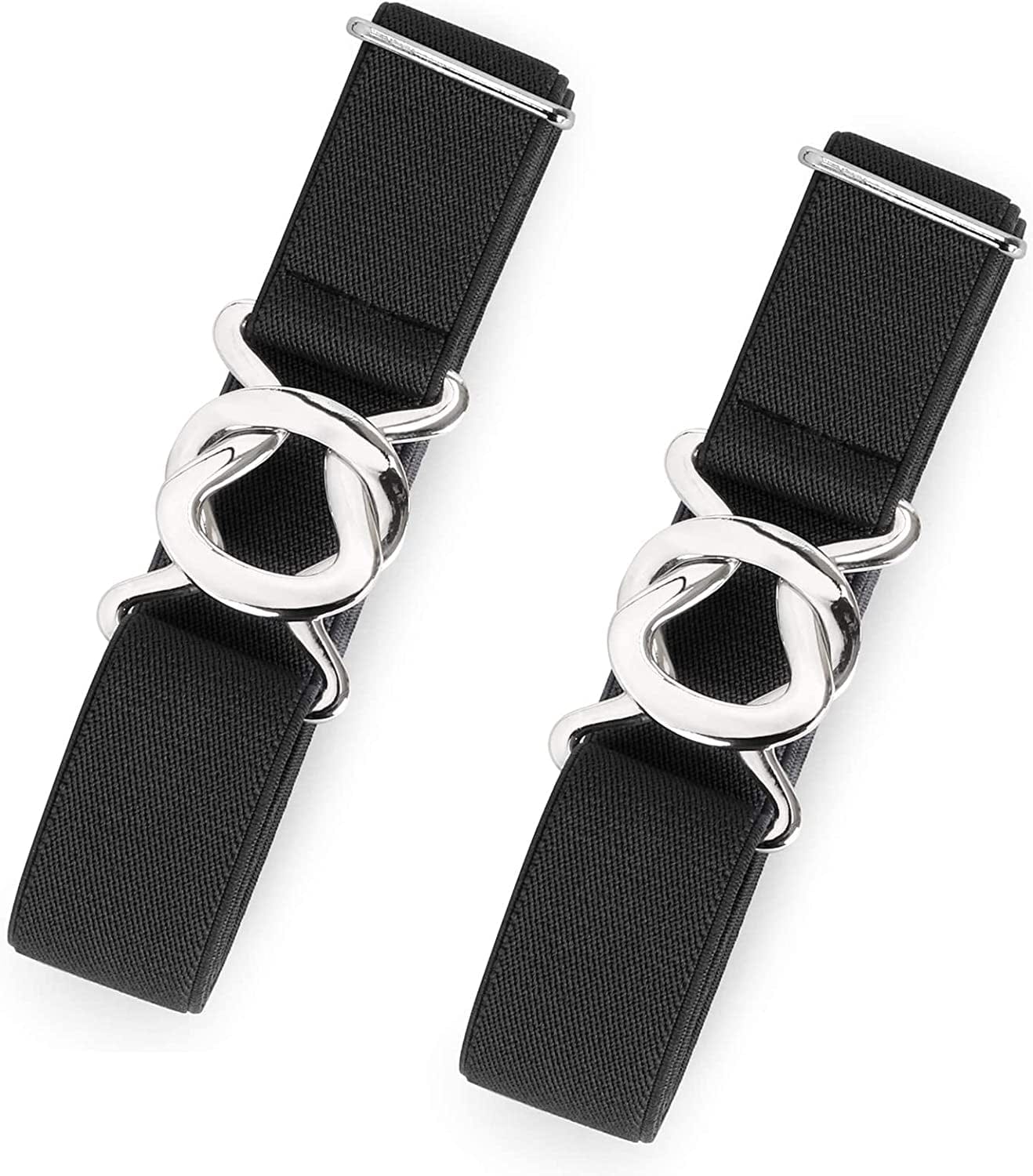 Womens Invisible Belt Comfortable Elastic Adjustable No Show Web Belt Metal Buckle Belt for Men by JASGOOD Apparel & Accessories > Clothing Accessories > Belts KYLIE MAX I-black+black Suit for US Size 0-14