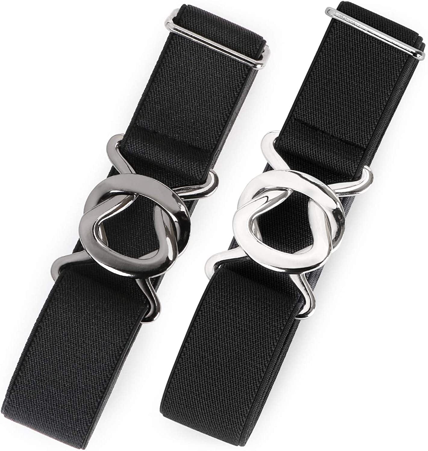 Womens Invisible Belt Comfortable Elastic Adjustable No Show Web Belt Metal Buckle Belt for Men by JASGOOD Apparel & Accessories > Clothing Accessories > Belts KYLIE MAX F-black+black Suit for US Size 0-14